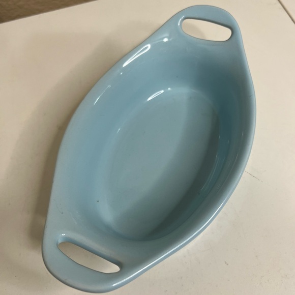 Rachael Ray 12oz Oval Stoneware Baker Dish Light Blue 8” Oven Safe - Picture 4 of 6
